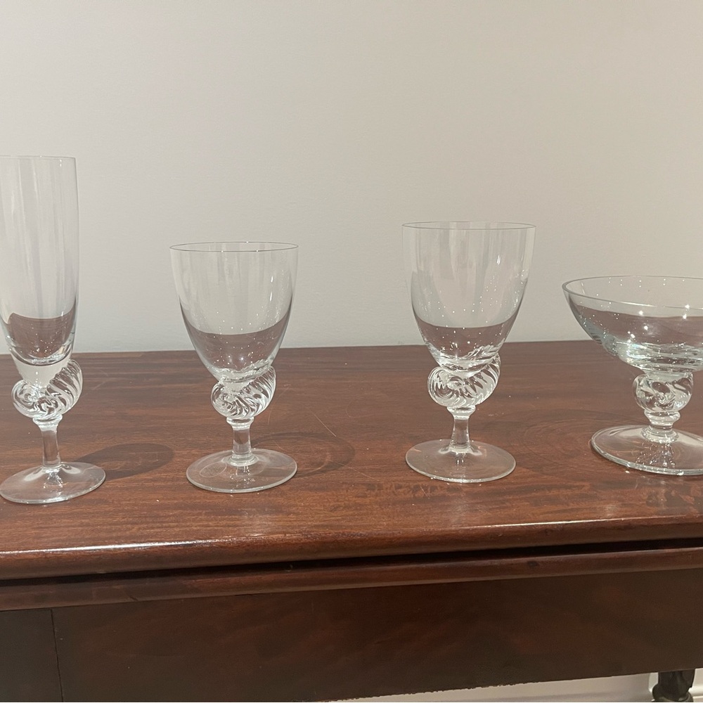 Neptune by Dansk Nautilus Shell wine, champagne, water glass set huge set